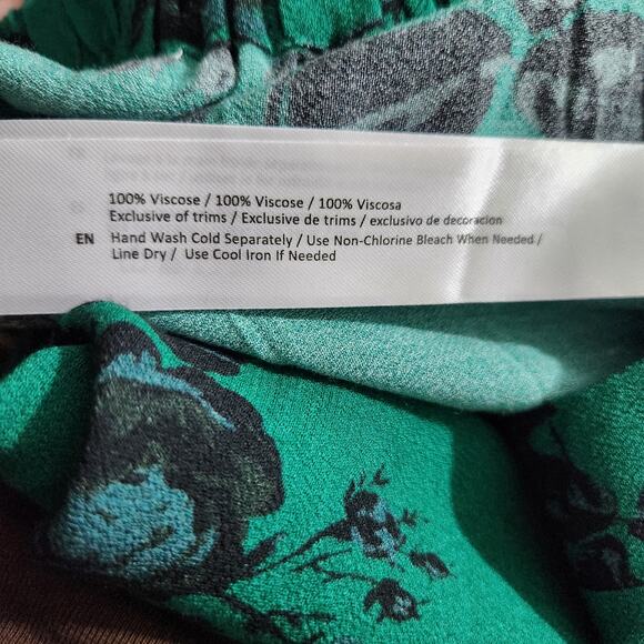 Band of the Free Etta Floral Midi Skirt Front Slit Emerald Black Size Large New - Picture 10 of 10